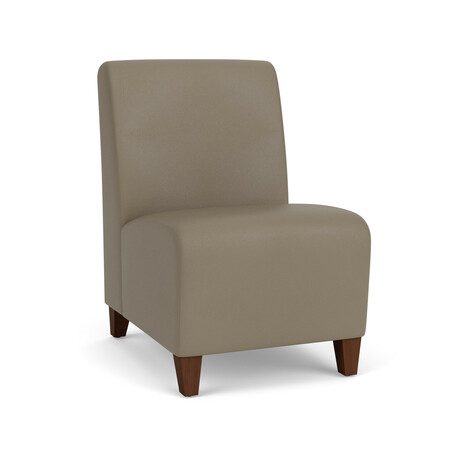 LESRO Siena Lounge Reception Armless Guest Chair, Walnut, MD Farro Upholstery SN1102